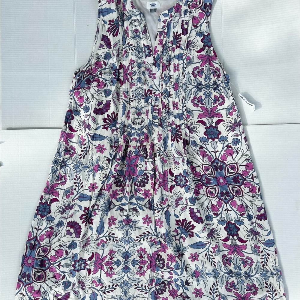 NEW - OLD NAVY Sleeveless Pintuck Floral Print Dress XL TALL Spring 🌸 Summer